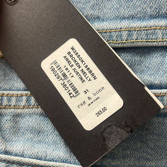 Rag & Bone Justine High Rise Ankle Jeans. Broken Nelly NWT 31 - Picture 10 of 11